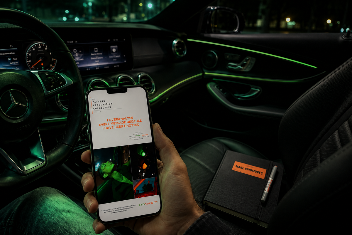 Pattern Recognition Workbook Vol. 3, I Overanalyse Every Message Because I Have Been Ghosted, viewed on a phone for self-reflection, inner work and journaling on the go.