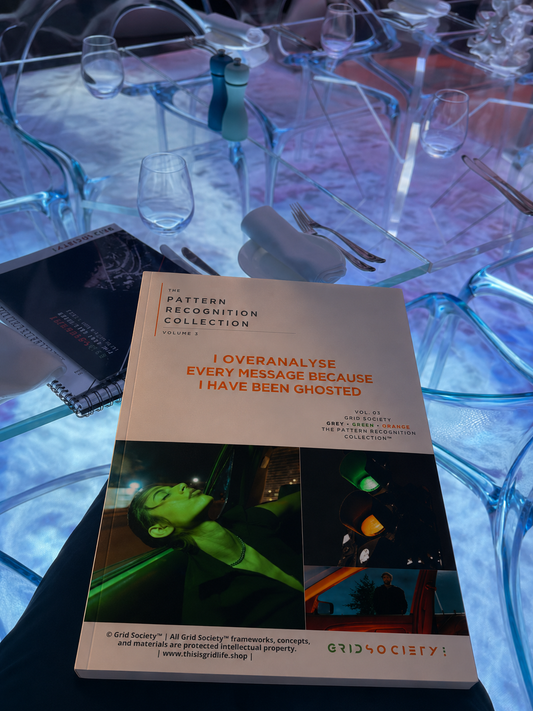 Pattern Recognition Workbook Vol. 3, I Overanalyse Every Message Because I Have Been Ghosted, used for self-reflection and inner work at 101 Dining Lounge & Marina at One&Only The Palm in Dubai.
