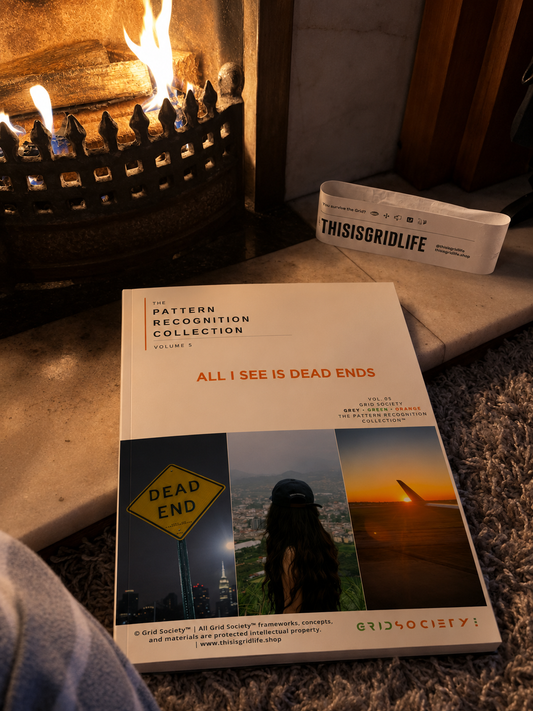 Pattern Recognition Workbook Vol. 5, All I See Is Dead Ends, used by a customer on a weekend getaway in Ireland for self-reflection, inner work and straightening out her thinking by the fire.
