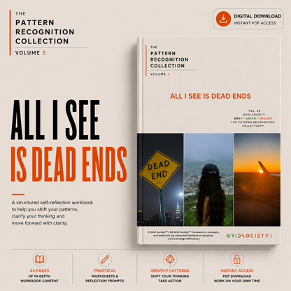 Pattern Recognition Workbook Vol. 5, All I See Is Dead Ends, a digital self-reflection workbook for recognizing limited beliefs, negative thinking patterns and finding new possibilities.